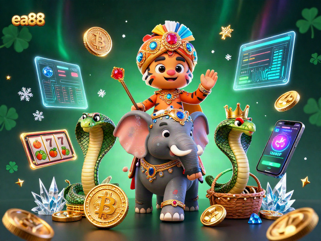 Engage in thrilling casino action with ea88, featuring an ornate maharaja on a jeweled elephant.