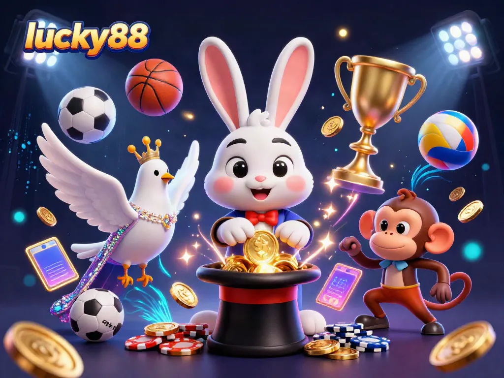 Experience the excitement of lucky88 as a magician rabbit reveals golden coins, capturing the essence of thrilling gameplay.