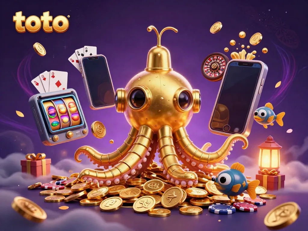 Engage with the thrilling world of toto in this dynamic casino scene filled with gold coins and vibrant gaming elements.