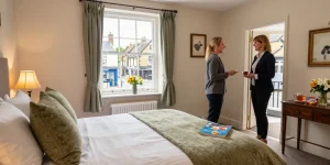 Cozy en-suite room at B&B Skipton with warm ambiance and local charm.