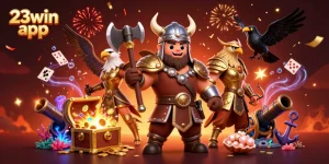 Win big with the 23win app in this immersive 3D casino adventure featuring Viking characters.