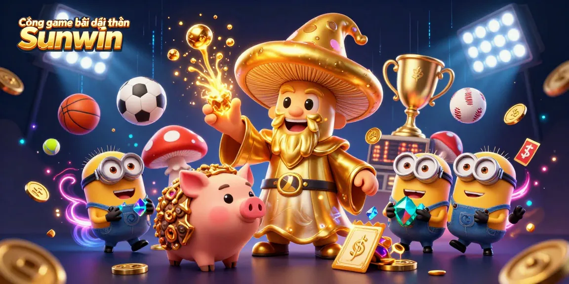 Cổng game bài đổi thưởng Sunwin offers a dynamic gaming experience featuring vibrant characters and action-packed elements around a thrilling casino environment.