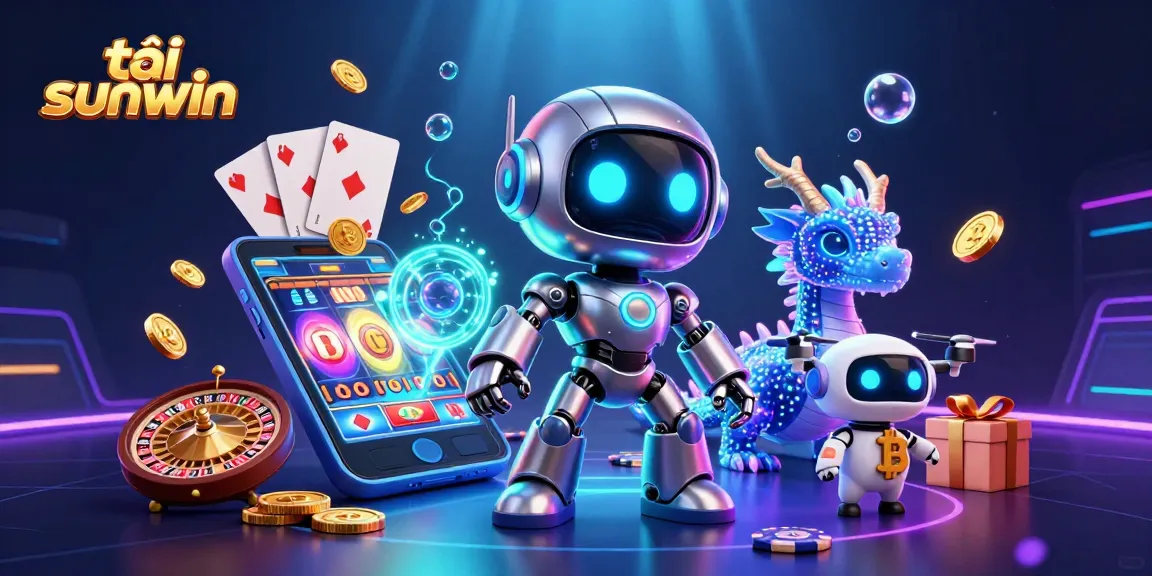 Engage with tải sunwin through thrilling slot games, showcased in an innovative 3D scene with vibrant characters.
