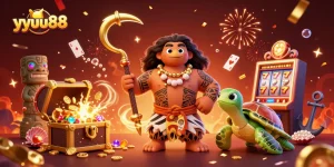 Experience exciting gameplay at yyuu88 with vibrant casino elements and cartoon characters.