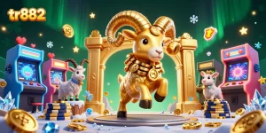 Experience thrilling gameplay at TR882 with a vibrant 3D scene featuring energetic casino elements.